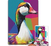 1000 Piece Jigsaw Puzzle for Adults, Colorful Goose Pop Art Portrait | A paper puzzle with interlocking pieces on calm nights for rewarding progress.