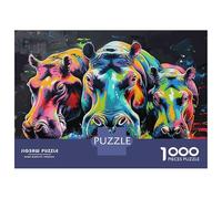 1000 Piece Jigsaw Puzzle for Adults Colorful Hippo Wall Art Print Teenager Puzzles Relaxing Games Enhance Memory Unique Gifts for Birthday And Christmas 38x26cm/1000pcs