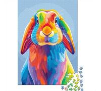 1000 Piece Jigsaw Puzzle for Adults, Colorful Lop-Eared Rabbit Portrait | For adults who enjoy longer puzzle sessions: Adult jigsaw puzzle with 1000 pieces fits a regular jigsaw hobby.