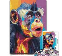 1000 Piece Jigsaw Puzzle for Adults, Colorful Monkey Portrait | A January leisure activity during winter downtime for patient puzzling.
