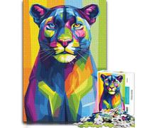 1000 Piece Jigsaw Puzzle for Adults, Colorful Panther Pop Art Illustration | Relaxing indoor pastime during holidays for calm focus.