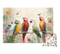 1000-Piece Jigsaw Puzzle for Adults, Colorful Parrots in Nature, 52x38cm/1000pcs, A Calm After-work Activity; White Cardboard for Steady Handling