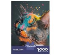 1000 Piece Jigsaw Puzzle for Adults Colorful Powdered Cat Adult Jigsaw Puzzle Toy Wall Decor Precision Cutting Unique Gifts for Birthday And Christmas 38x26cm/1000pcs