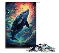 1000 Piece Jigsaw Puzzle for Adults Colorful Psychedelic Galaxy Blue Whale Puzzle Game,Perfect Decoration for Teens Age 14 Years Up 1000 PCS(75x50cm)