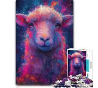 1000 Piece Jigsaw Puzzle for Adults, Colorful Sheep Pop Art Style Portrait | A early-year puzzle challenge on winter weekends for patient puzzling.