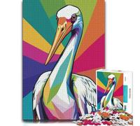 1000 Piece Jigsaw Puzzle for Adults, Colorful Stork Pop Art Illustration | A early-year puzzle challenge on winter weekends for calm focus.