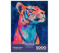 1000 Piece Jigsaw Puzzle for Adults Colorful Tiger Portrait Painting Jigsaw for Adults Hands-on Game Improve Memory Birthday And Unique Gifts 52x38cm/1000pcs