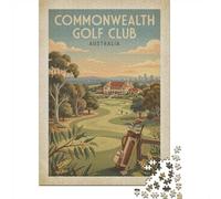 1000 Piece Jigsaw Puzzle for Adults, Commonwealth Golf Club Vintage Poster