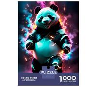 1000 Piece Jigsaw Puzzle for Adults Cool Panda Neon Light Art Adult Jigsaw Puzzle Relaxing Games Staycation Kill Time Difficult And Challenge 38x26cm/1000pcs