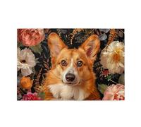 1000 Piece Jigsaw Puzzle for Adults,Corgi Floral Flowers, Puzzles with Letters on Back, Challenging Puzzle for Game Night Home Décor, 19.7 x 29.5