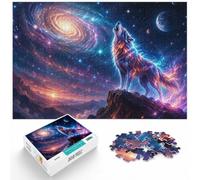 1000 Piece Jigsaw Puzzle for Adults, Cosmic Wolf Howling at the Moon | For quiet time before New Year, this adult jigsaw puzzle with 1000 pieces offers a longer activity for the holidays.
