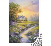 1000-Piece Jigsaw Puzzle for Adults, Cottage by The Creek, 38x26cm/1000pcs, Indoor Puzzle Activity, Weekend Downtime And Time at Home