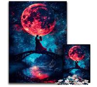 1000 Piece Jigsaw Puzzle for Adults Couple Under The Moon Wooden Jigsaw Puzzles with Family Interactive Game, for Ages 14+ 50X75CM