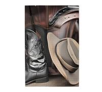 1000 Piece Jigsaw Puzzle for Adults,Cowboy Black Hat Western Boots, Puzzles with Letters on Back, Challenging Puzzle for Game Night Home Décor, 19.7 x 29.5