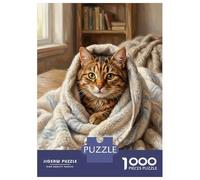 1000 Piece Jigsaw Puzzle for Adults Cozy Cat Wrapped in Blanket Jigsaw for Adults Hands-on Game Improve Memory Birthday And Unique Gifts 70x50cm/1000pcs
