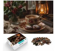 1000 Piece Jigsaw Puzzle for Adults, Cozy Coffee and Cookies by Fireplace | For a calm Advent activity: Adult jigsaw puzzle with 1000 pieces works well for shared time during the holidays.