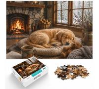 1000 Piece Jigsaw Puzzle for Adults, Cozy Fireplace Scene with Sleeping Dog | For free time at home: Adult jigsaw puzzle with 1000 pieces supports a slower, more focused form of entertainment.
