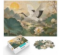 1000 Piece Jigsaw Puzzle for Adults, Crane flying over lotus pond | For shared winter evenings: Adult jigsaw puzzle with 1000 pieces combines a gift idea with a classic puzzle hobby.