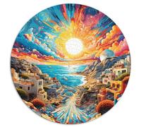 1000 Piece Jigsaw Puzzle for Adults Crete Greece Colorful Creative Round Puzzle Puzzle for 12 Year Olds Cardboard Puzzle Educational Puzzle Family Game Size: 67.5 x 67.5 cm