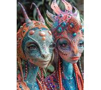 1000 Piece Jigsaw Puzzle for Adults - Cross & Glory - Meet the Aliens: Seru and Lyra | Collectible Sci-Fi Illustration