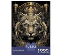 1000 Piece Jigsaw Puzzle for Adults Crown Tiger King Art Deco Adult Jigsaw Puzzle Toy Wall Decor Precision Cutting Unique Gifts for Birthday And Christmas 52x38cm/1000pcs