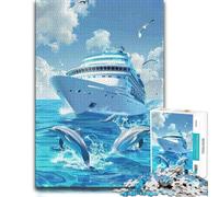1000 Piece Jigsaw Puzzle for Adults, Cruise Ship with Dolphins and Seagulls