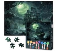1000 Piece Jigsaw Puzzle for Adults Cursed Ghost Ships Haunted Nautical Art Eternal Voyage Spooky Sea Adventure Challenging Puzzle Dark Fantasy Wall Decor Gift 27.5x19.7 Inches