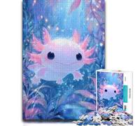 1000 Piece Jigsaw Puzzle for Adults, Cute Axolotl in Underwater Garden | A puzzle gift for adults for year-end leisure time for cosy indoor evenings.