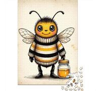 1000 Piece Jigsaw Puzzle for Adults, Cute Bee with Honey Jar, 38x26cm/1000pcs, Shared Puzzle Activity, Relaxing Evenings And Friends And Family