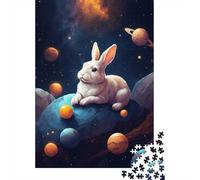 1000-Piece Jigsaw Puzzle for Adults, Cute Bunny in The Space, 70x50cm/1000pcs, Shared Puzzle Activity, Quiet Home Time And Friends And Family