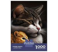 1000 Piece Jigsaw Puzzle for Adults Cute Cat And Mouse Adult Jigsaw Puzzle Toy Wall Decor Precision Cutting Unique Gifts for Birthday And Christmas 70x50cm/1000pcs