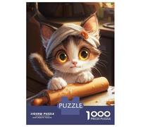 1000 Piece Jigsaw Puzzle for Adults Cute Cat Baking Cookies Adult Jigsaw Puzzle Toy Wall Decor Precision Cutting Unique Gifts for Birthday And Christmas 70x50cm/1000pcs