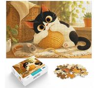 1000 Piece Jigsaw Puzzle for Adults, Cute Cat Covering its Mouth | As a Christmas gift idea: Adult jigsaw puzzle with 1000 pieces; for winter leisure at home with the complete challenge to.