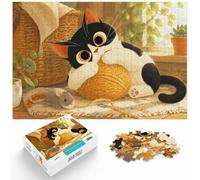 1000 Piece Jigsaw Puzzle for Adults, Cute Cat Covering its Mouth | For screen-free Christmas time: Adult jigsaw puzzle with 1000 pieces adds a classic jigsaw activity to the holiday season.