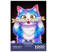 1000 Piece Jigsaw Puzzle for Adults Cute Cat Holding Fish Adult Jigsaw Puzzle Relaxing Games Staycation Kill Time Difficult And Challenge 38x26cm/1000pcs