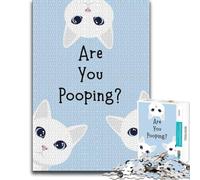 1000 Piece Jigsaw Puzzle for Adults, Cute Cats Asking 'Are You Pooping？' | A gift idea for puzzle lovers for winter afternoons for cosy indoor evenings.