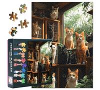 1000 Piece Jigsaw Puzzle for Adults, Cute Cats in Pet Shop with Various Breeds - Persian & Siamese & Tabby, Premium Jigsaw Puzzles for Adults - Finished Size 27.5x19.7 in