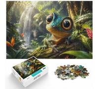 1000 Piece Jigsaw Puzzle for Adults, Cute Chameleon in Jungle | For cold evenings at home: Adult jigsaw puzzle with 1000 pieces adds a classic jigsaw activity to the holiday season.