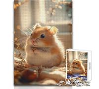 1000 Piece Jigsaw Puzzle for Adults Cute Hamster Holding A Seed Educational Family Game Presents for Women Secret Santa Gifts Size 50x75cm