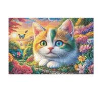 1000 Piece Jigsaw Puzzle for Adults Cute Kitten Flower Border 1000 PCS 75x50cm Rainy Day Indoor Activity Perfect for 14+s Teens Adults Family Fun Safe No Burrs Material Gift