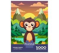 1000 Piece Jigsaw Puzzle for Adults, Cute Monkey in A Mountain Landscape Artwork, Premium Puzzle Challenge, Seasonal Gift Choice, Pieces, 38x26cm/1000pcs