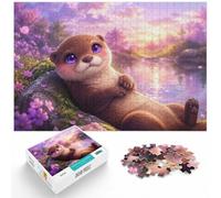 1000 Piece Jigsaw Puzzle for Adults, Cute Otter with Big Purple Eyes | For screen-free leisure, this adult jigsaw puzzle with 1000 pieces works for solo puzzling or shared time.