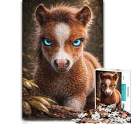 1000 Piece Jigsaw Puzzle for Adults, Cute Pony with Blue Eyes Portrait | Enjoy a adult puzzle challenge on Sunday afternoons for screen-free time.