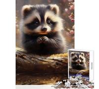 1000 Piece Jigsaw Puzzle for Adults Cute Racoon Fun Interactive Family Experience Wonderful Holiday Giftsing Choice (38x52cm)