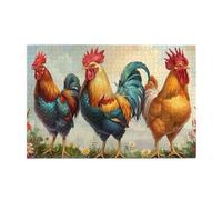 1000 Piece Jigsaw Puzzle for Adults,Cute Rooster Chickens, Puzzles with Letters on Back, Challenging Puzzle for Game Night Home Décor, 19.7 x 29.5