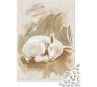 1000 Piece Jigsaw Puzzle for Adults, Cute Sleeping Lamb Nursery Illustration, 52x38cm/1000pcs, Relaxing Winter Hobby, Quiet Evening Leisure And Time at Home