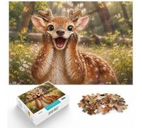 1000 Piece Jigsaw Puzzle for Adults, Cute Smiling Fawn Portrait | For a useful gift beyond Christmas Day: Adult jigsaw puzzle with 1000 pieces; for family downtime during the festive period.