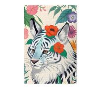 1000 Piece Jigsaw Puzzle for Adults,Cute White Tiger, Puzzles with Letters on Back, Challenging Puzzle for Game Night Home Décor, 19.7 x 29.5