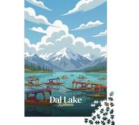 1000 Piece Jigsaw Puzzle for Adults, Dal Lake Kashmir Illustration