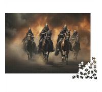 1000 Piece Jigsaw Puzzle for Adults, Dark Knights Charging Horses